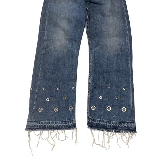 Rag & Bone Cropped Jeans Studded Grommet Straight Leg Eyelet Raw Hem Denim Sz 26 - Picture 8 of 11